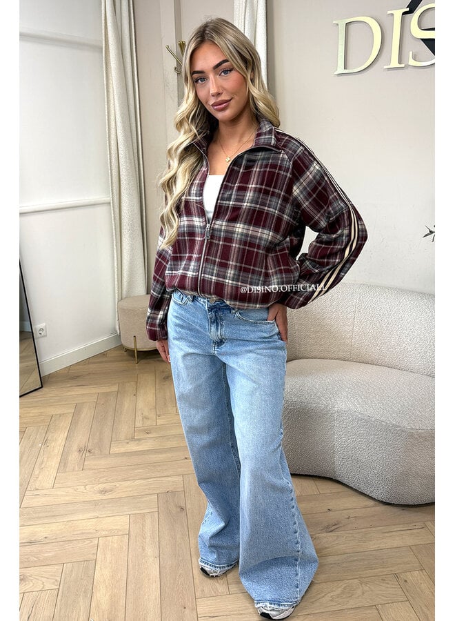 BURGUNDY - 'JUNE JACKET' - VIRAL CHECKED JACKET
