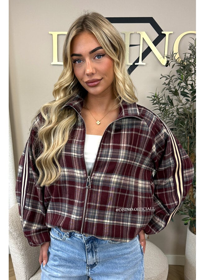 BURGUNDY - 'JUNE JACKET' - VIRAL CHECKED JACKET