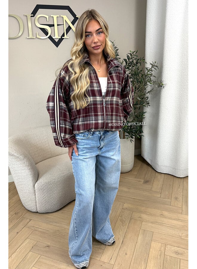 BURGUNDY - 'JUNE JACKET' - VIRAL CHECKED JACKET