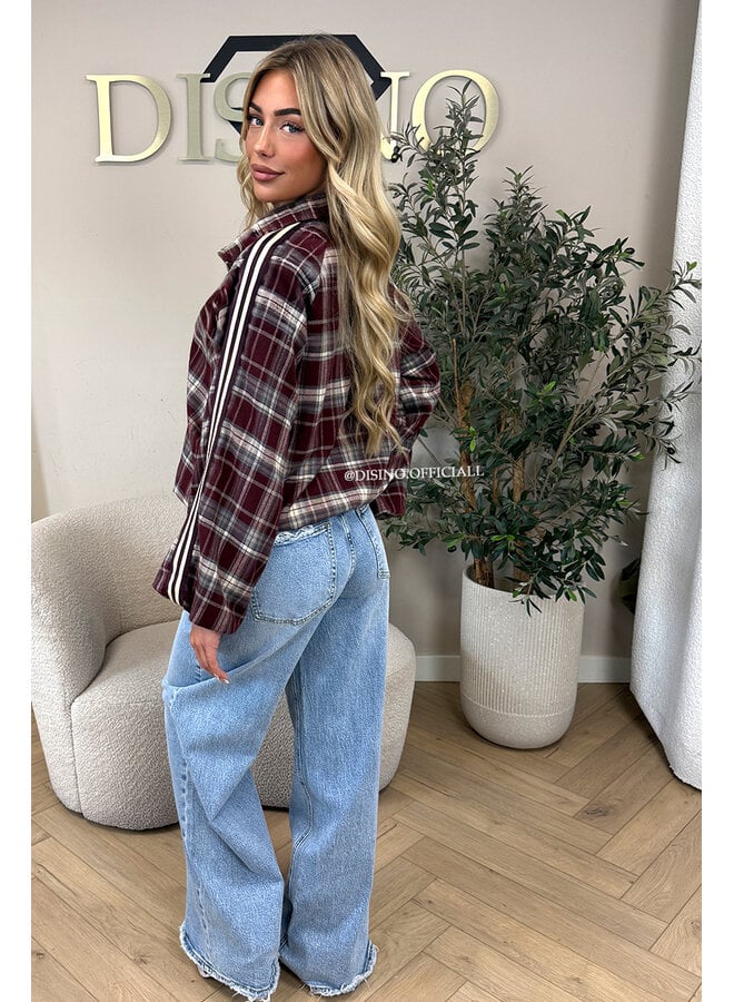 BURGUNDY - 'JUNE JACKET' - VIRAL CHECKED JACKET