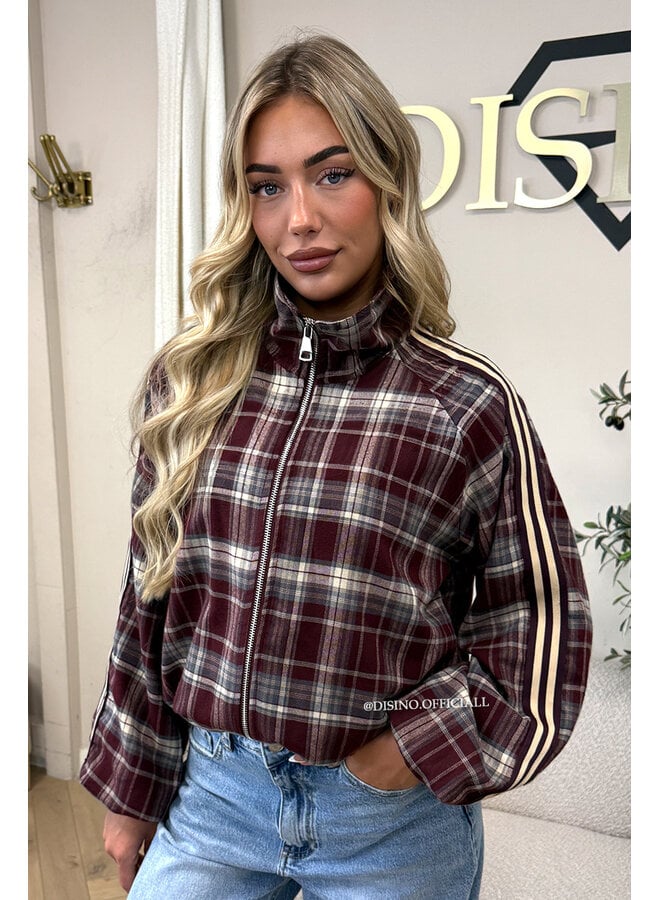 BURGUNDY - 'JUNE JACKET' - VIRAL CHECKED JACKET