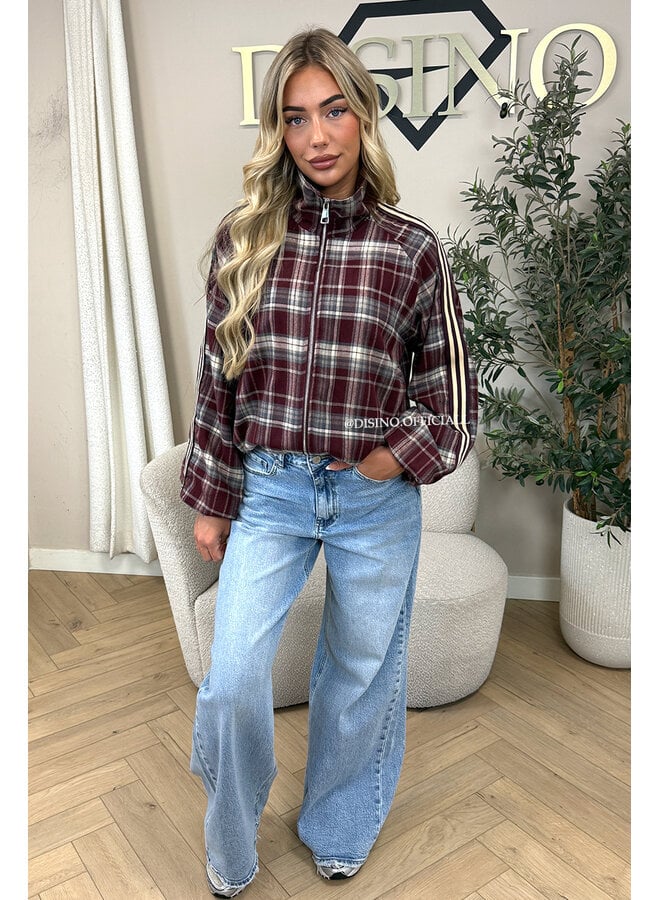BURGUNDY - 'JUNE JACKET' - VIRAL CHECKED JACKET