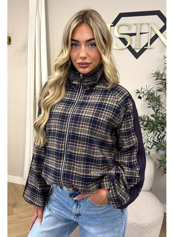 NAVY BLUE - 'JUNE JACKET' - VIRAL CHECKED JACKET
