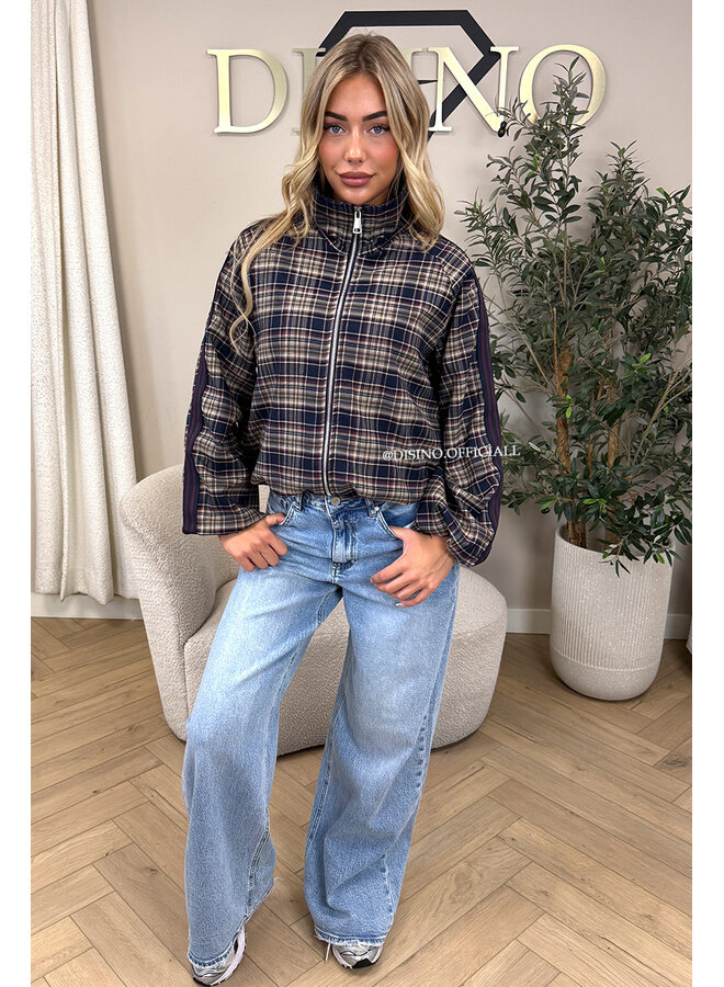 NAVY BLUE - 'JUNE JACKET' - VIRAL CHECKED JACKET