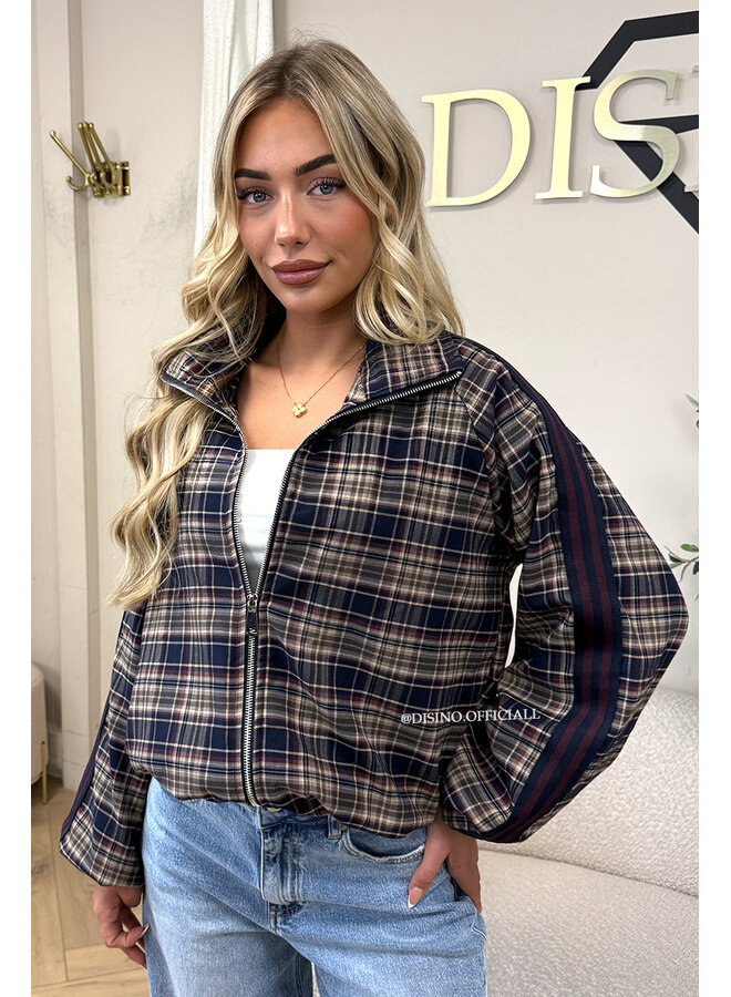 NAVY BLUE - 'JUNE JACKET' - VIRAL CHECKED JACKET