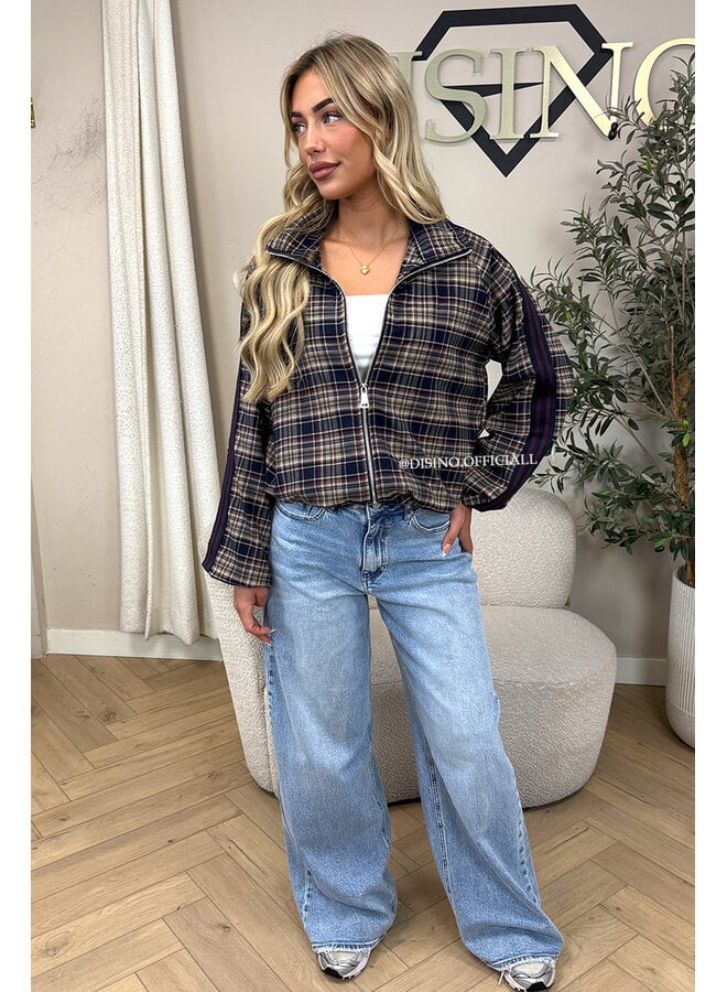 NAVY BLUE - 'JUNE JACKET' - VIRAL CHECKED JACKET