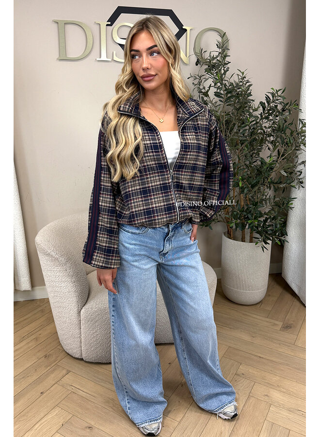 NAVY BLUE - 'JUNE JACKET' - VIRAL CHECKED JACKET