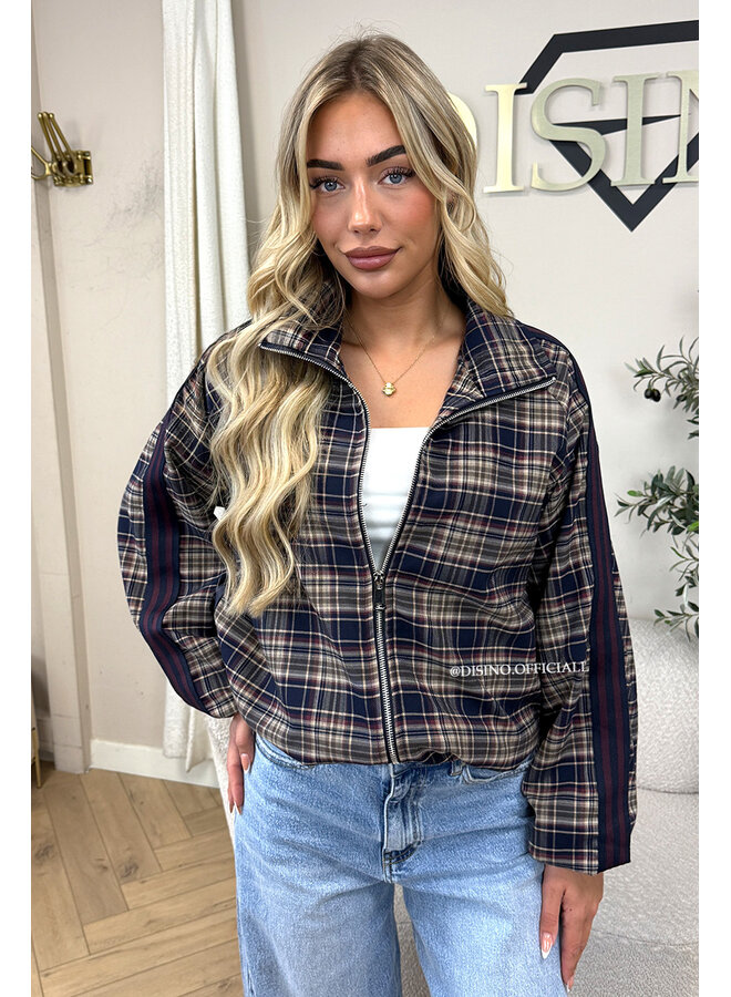 NAVY BLUE - 'JUNE JACKET' - VIRAL CHECKED JACKET