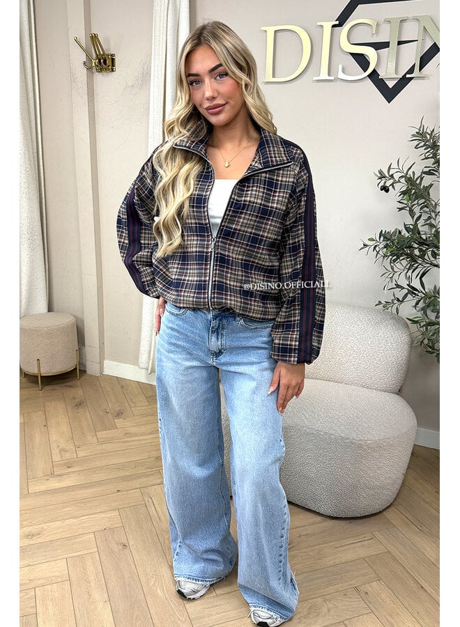 NAVY BLUE - 'JUNE JACKET' - VIRAL CHECKED JACKET