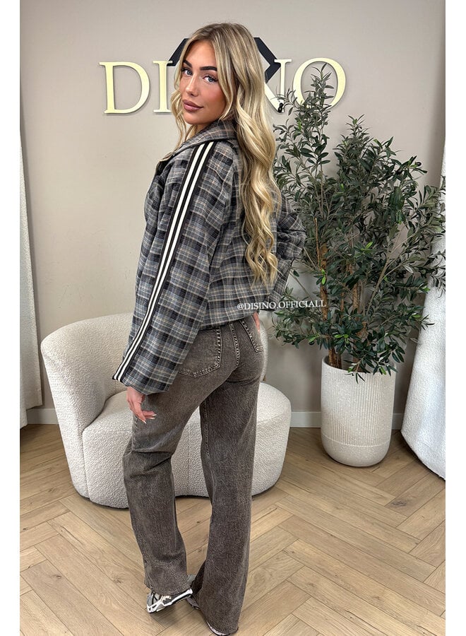 TAUPE - 'JUNE JACKET' - VIRAL CHECKED JACKET