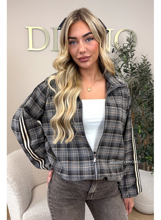 TAUPE - 'JUNE JACKET' - VIRAL CHECKED JACKET