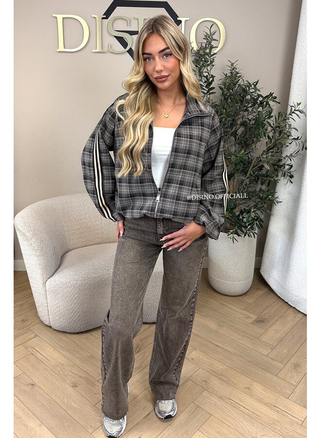 TAUPE - 'JUNE JACKET' - VIRAL CHECKED JACKET