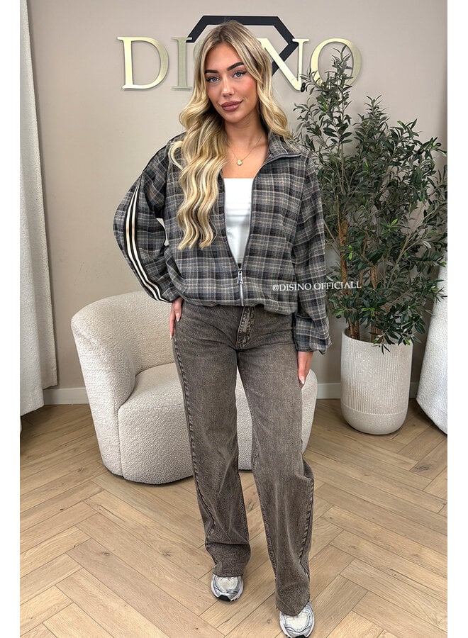 TAUPE - 'JUNE JACKET' - VIRAL CHECKED JACKET