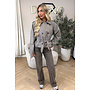 TAUPE – ‘LIVV JACKET’ – CHECKED BELTED TRENCH JACKET