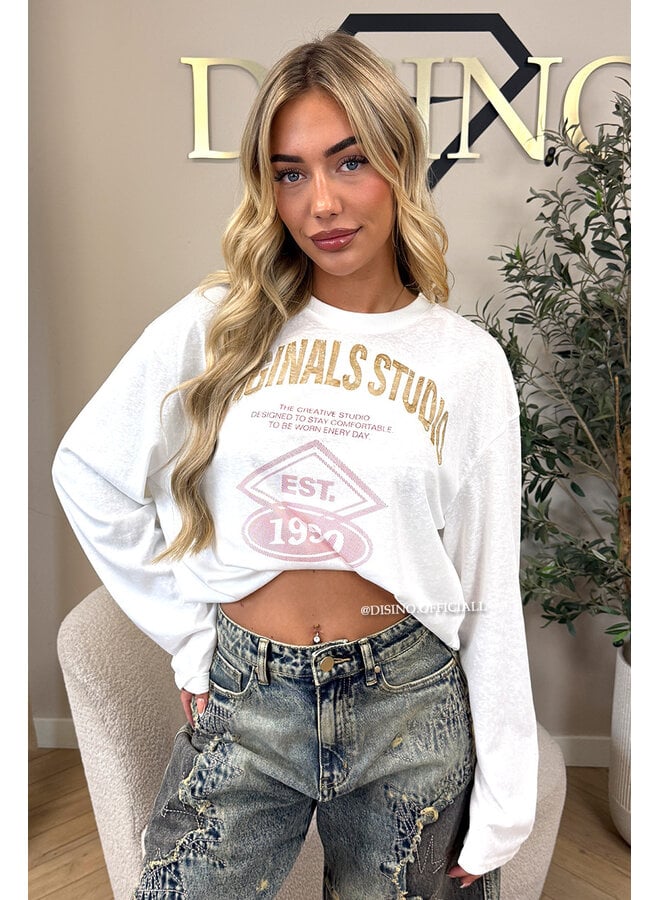 WHITE - 'HAILEY LONGSLEEVE' - OVERSIZED ORIGINALS STUDIO LONGSLEEVE TOP