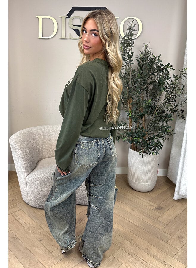 ARMY GREEN - 'HAILEY LONGSLEEVE' - OVERSIZED ORIGINALS STUDIO LONGSLEEVE TOP