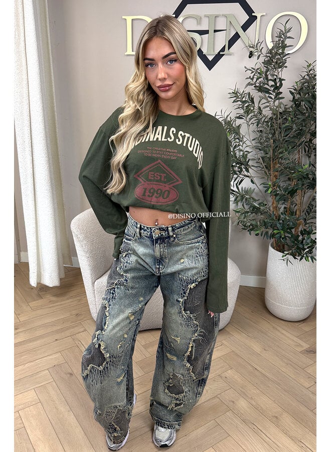 ARMY GREEN - 'HAILEY LONGSLEEVE' - OVERSIZED ORIGINALS STUDIO LONGSLEEVE TOP