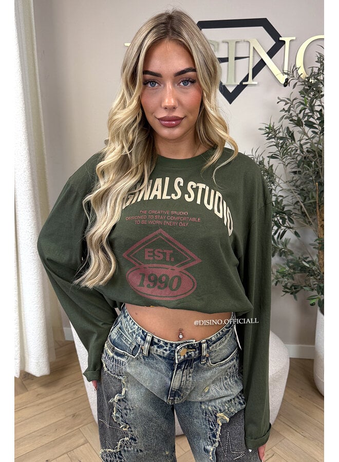 ARMY GREEN - 'HAILEY LONGSLEEVE' - OVERSIZED ORIGINALS STUDIO LONGSLEEVE TOP