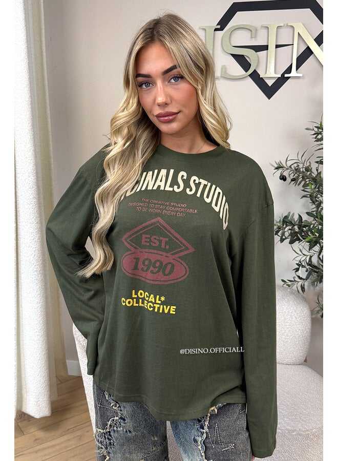 ARMY GREEN - 'HAILEY LONGSLEEVE' - OVERSIZED ORIGINALS STUDIO LONGSLEEVE TOP