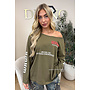 ARMY GREEN - 'MARIEL LONGSLEEVE' - OVERSIZED OFF SHOULDER LONGSLEEVE TOP