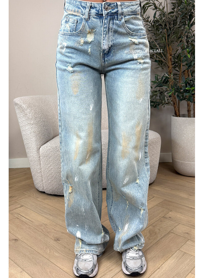 VINTAGE - 'LOUA JEANS' - STRETCH GRAFFITI WIDE LEG JEANS