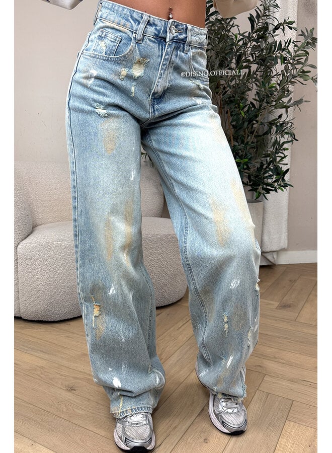 VINTAGE - 'LOUA JEANS' - STRETCH GRAFFITI WIDE LEG JEANS