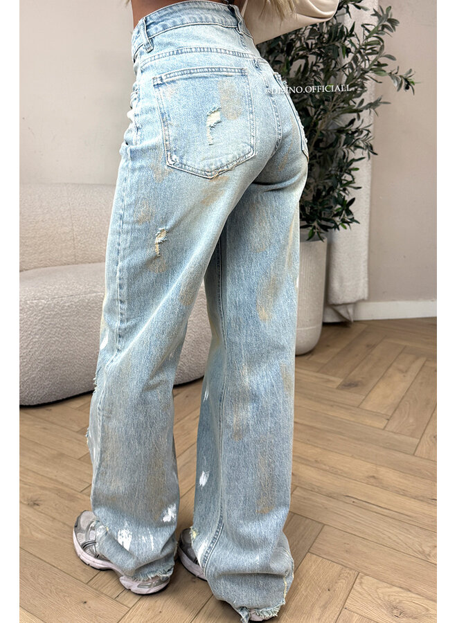 VINTAGE - 'LOUA JEANS' - STRETCH GRAFFITI WIDE LEG JEANS