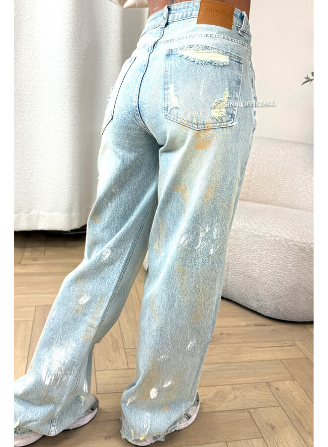 VINTAGE - 'LOUA JEANS' - STRETCH GRAFFITI WIDE LEG JEANS