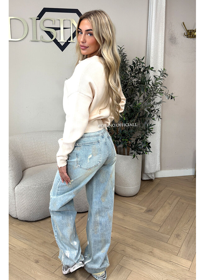 VINTAGE - 'LOUA JEANS' - STRETCH GRAFFITI WIDE LEG JEANS