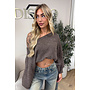 TAUPE - 'LEAH KNIT' - OVERSIZED FLUFFY ONE SHOULDER KNIT