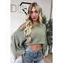 GREEN - 'LEAH KNIT' - OVERSIZED FLUFFY ONE SHOULDER KNIT