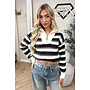 CHOCO - 'AVRIL KNIT' - PREMIUM QUALITY STRIPED ZIPPER KNIT SWEATER