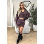 BURGUNDY - 'ROXANNE SET' - CHECKED WRAP BLOUSE & SKORT SET