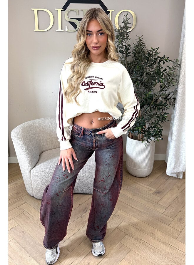 BURGUNDY - 'MADDISON' - CALIFORNIA STRIPE SWEATER