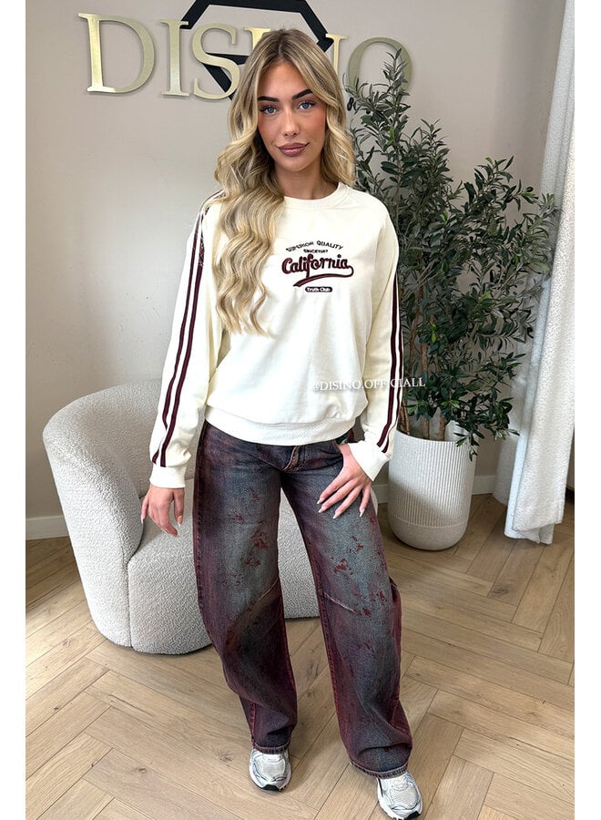 BURGUNDY - 'MADDISON' - CALIFORNIA STRIPE SWEATER