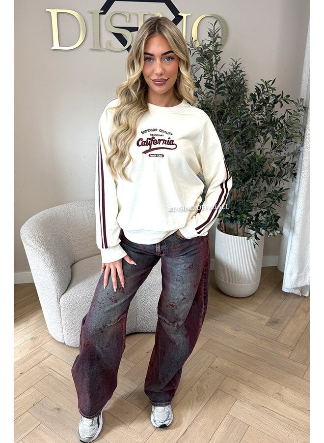BURGUNDY - 'MADDISON' - CALIFORNIA STRIPE SWEATER