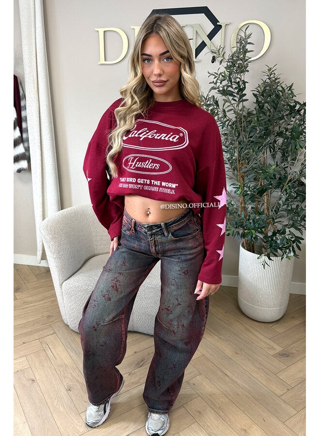 CHERRY - 'CALIFORNIA HUSTLER' - OVERSIZED LONGSLEEVE TOP