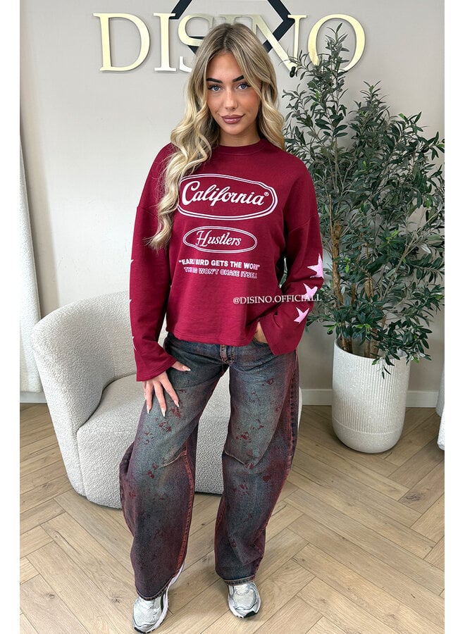 CHERRY - 'CALIFORNIA HUSTLER' - OVERSIZED LONGSLEEVE TOP
