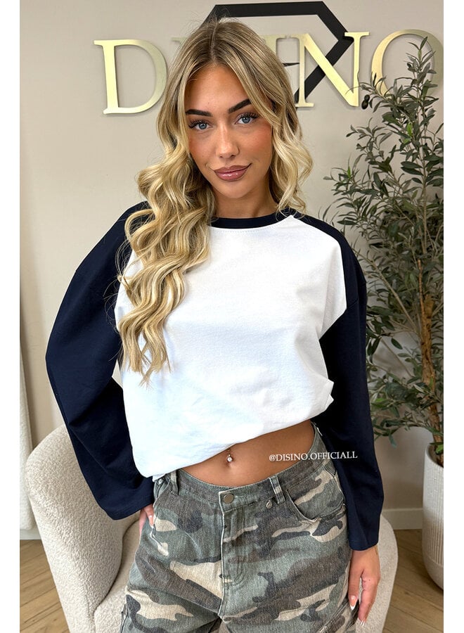 NAVY BLUE - 'LIDA LONGSLEEVE' - RAGLAN LONGSLEEVE TOP