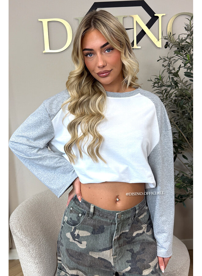 GREY - 'LIDA LONGSLEEVE' - RAGLAN LONGSLEEVE TOP