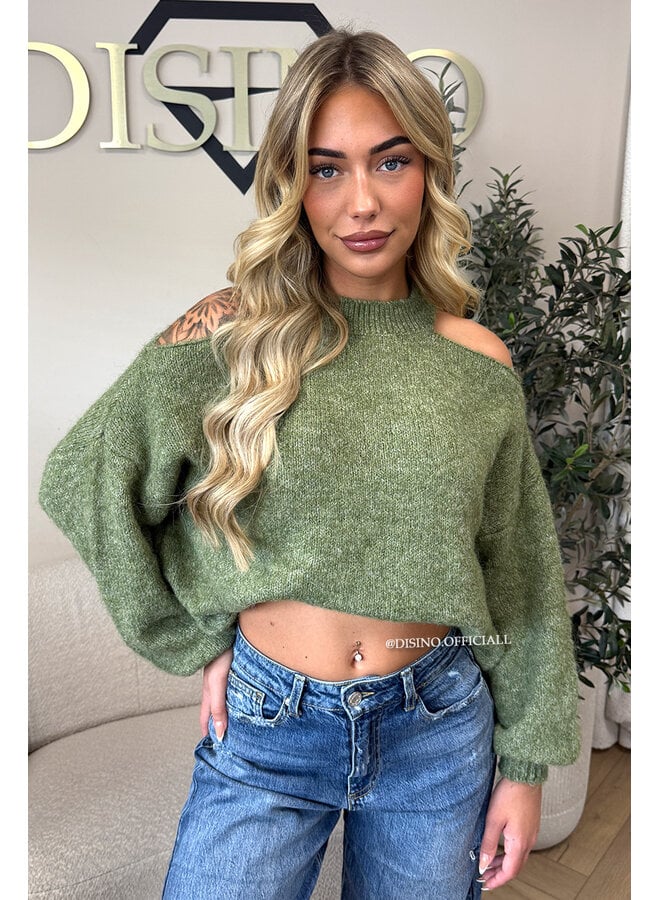 GREEN - 'MAËLLE KNIT' - CUT-OUT OVERSIZED KNIT