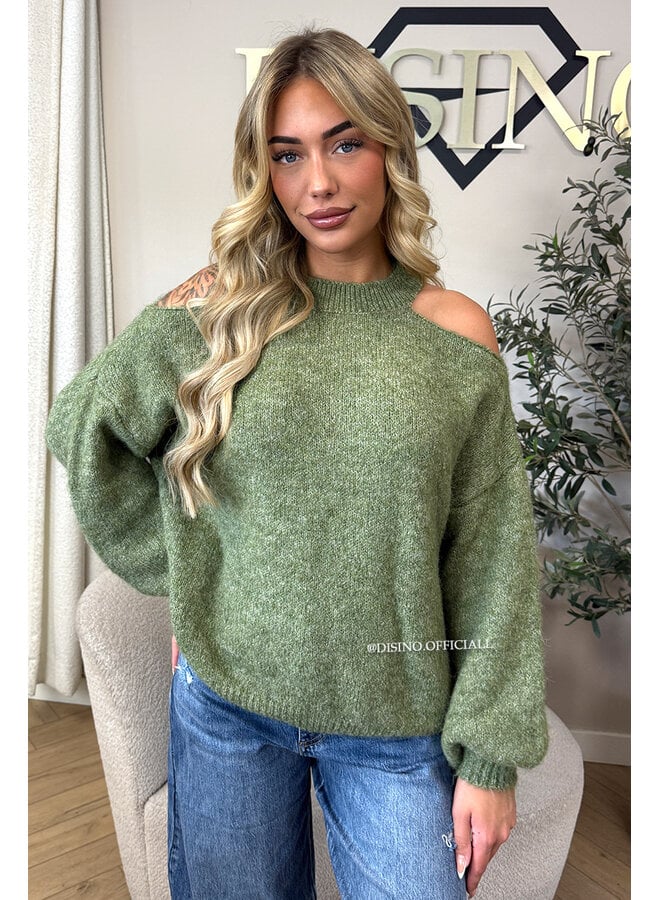 GREEN - 'MAËLLE KNIT' - CUT-OUT OVERSIZED KNIT