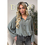 GREEN - 'MAREN BLOUSE' - BOMBER CHECKED BLOUSE