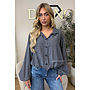 NAVY BLUE - 'MAREN BLOUSE' - BOMBER CHECKED BLOUSE
