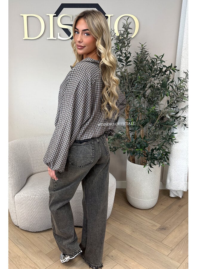 CHOCO - 'MAREN BLOUSE' - BOMBER CHECKED BLOUSE