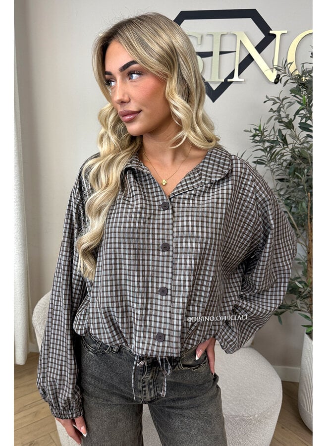 CHOCO - 'MAREN BLOUSE' - BOMBER CHECKED BLOUSE