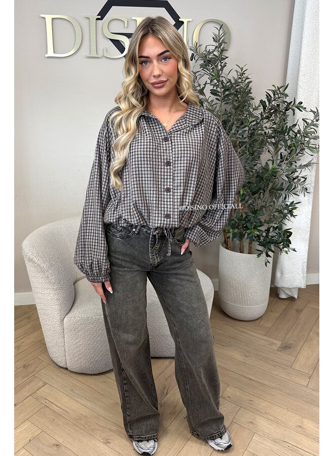 CHOCO - 'MAREN BLOUSE' - BOMBER CHECKED BLOUSE
