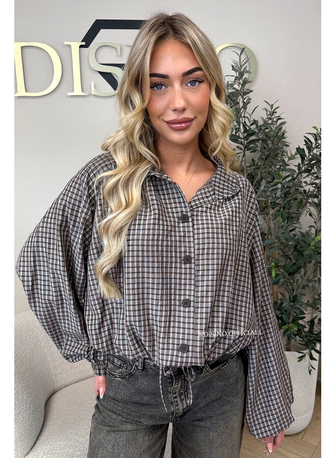 CHOCO - 'MAREN BLOUSE' - BOMBER CHECKED BLOUSE