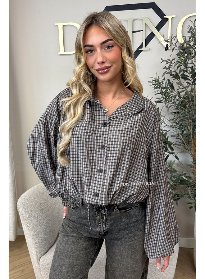 CHOCO - 'MAREN BLOUSE' - BOMBER CHECKED BLOUSE