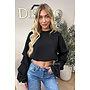 BLACK - ‘SOLÈNE SWEATER’ – OVERSIZED LAYERED RUFFLE SLEEVE SWEATER